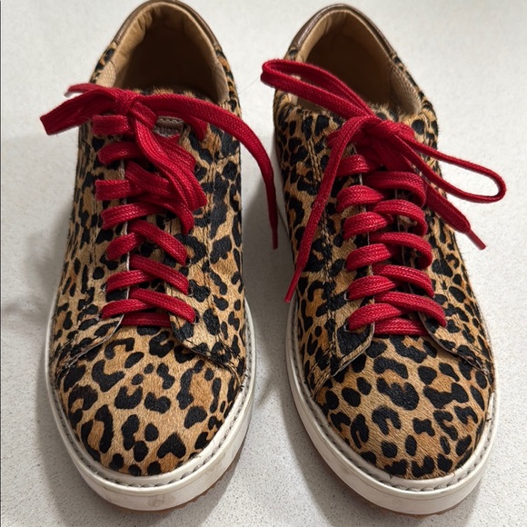 Hush Puppies Shoes - Like New Hush Puppies Leopard Print Sneakers with Red Laces and Pony Hair
